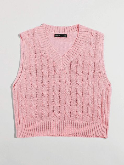 Cable Knit Cropped Sweater Vest | SHEIN USA How To Style A Sweater Vest, Clothes Korean Style, Sweater Vests, Sweater Vest Women, Korean Girl Fashion, Women Sweater, Simple Trendy Outfits, Mode Inspiration, Dream Clothes