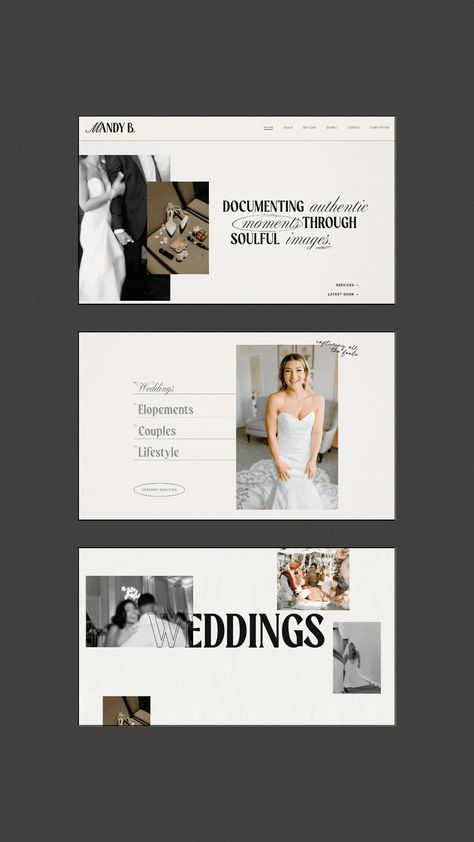 Wedding Photography Branding & Web Design — Studio Bressi | Branding & Squarespace Website Design Wedding Catalog Design Layout, Event Venue Website Design, Bridal Website Design, Dance Website Design, Photo Studio Branding, Squarespace Photography Website, Photographer Web Design, Wedding Venue Website Design, Photography Web Design