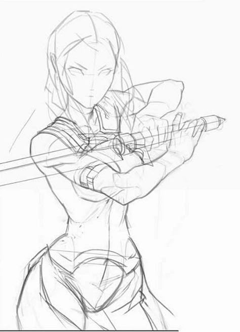 Claymore Pose Reference, Female Base Drawing Pose Reference, Drawing Body Proportions, Sketch Poses, Figure Sketching, Poses References, Arte Sketchbook, Figure Drawing Reference, Anatomy Art