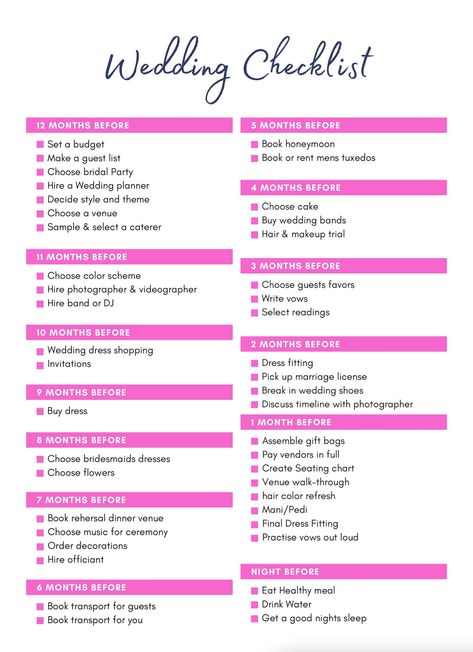 This is a printable wedding planning .PDF timeline to keep you on time for all of those little items you might forget about. Ways to use:  - Print a copy for your refrigerator  - Print a copy for your wedding organizer/binder  - Send to a bridesmaid or groomsman to make sure you stay on task The possibilities are endless. Because this is a digital file all sales are final. Wedding Binder Printables Free, Wedding Binder Ideas, Refrigerator Print, Waffley Wedded, Bridesmaid Schedule, Wedding Binder Organization, Wedding Timeline Checklist, Wedding Binder Printables, Wedding Planning Binder Diy