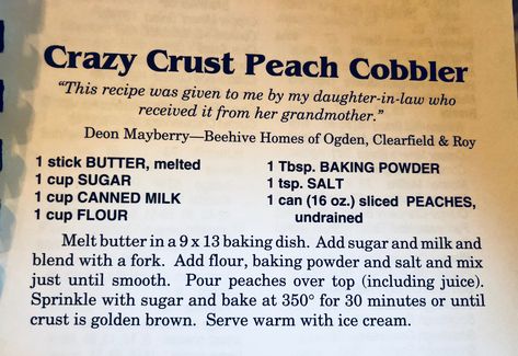 Crazy Crust Peach Cobbler Peach Cobbler Crust Only, Cobbler Crust Recipe, Double Crust Peach Cobbler, Peach Cobbler Crust, Cake Peach Cobbler, Cobbler Peach, Cobbler Cake, Peach Cobbler Cake, Yummy Pie