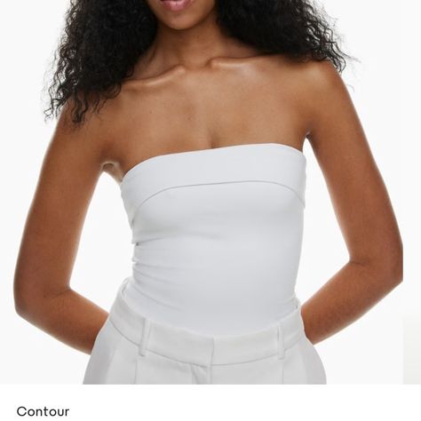 Brand New With Tags White Tube Top With Fold Over Detail Contour Stretchy Body Con Material Aritzia Contour, White Tube Top, White Tube, Fold Over, Second Skin, Tube Top, Color White, Womens Tops, Size Small