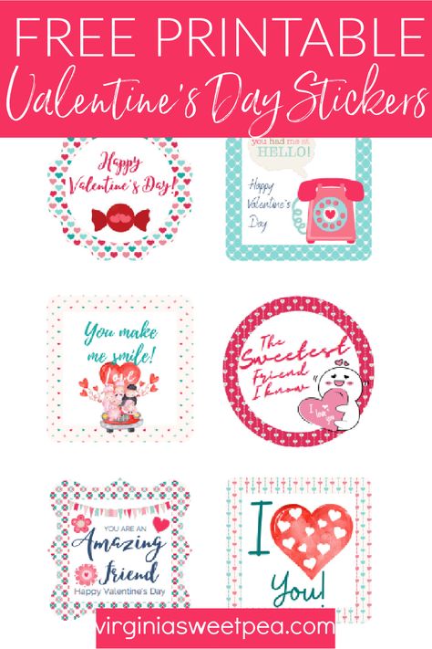 Valentine Stickers Free Printables, Valentines Stickers, Valentines Gift Bags, Day Stickers, Free Printable Stickers, Valentine's Day Printables, Valentine Stickers, Valentines Printables Free, Printables Free