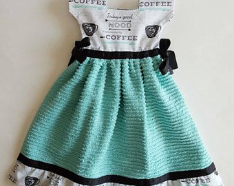 Coffee Toy, Hanging Kitchen Towel, Towel Dress, Coffee Decor Kitchen, Decorative Kitchen Towels, Green Towels, Towel Crafts, Teal Top, Color Swirl