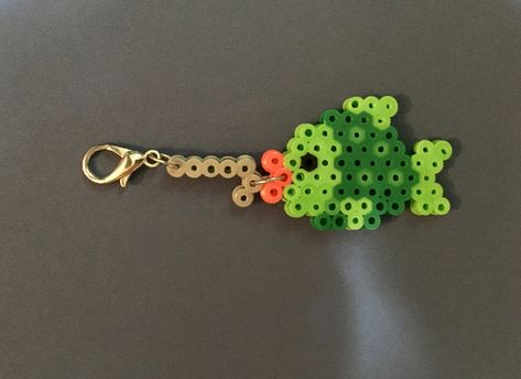 Fish on a hook Fish Hama Beads, Perler Bead Fish, Fish On A Hook, Hamma Beads Ideas, Melty Bead Patterns, Pearl Beads Pattern, 3d Perler Bead, Perler Bead Templates, Perler Crafts