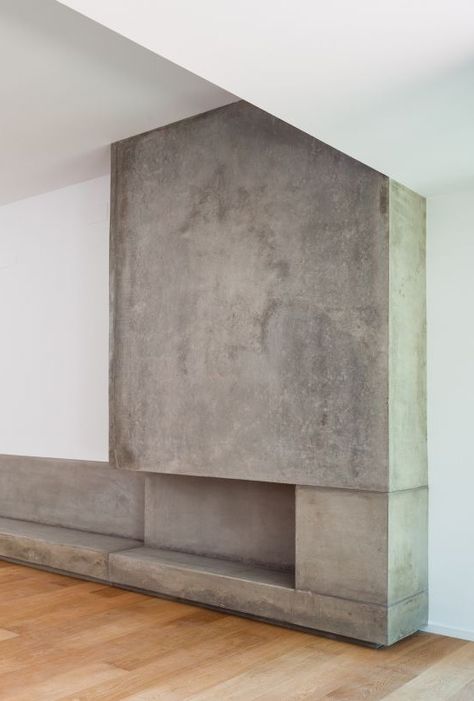 Concrete Indoor Fireplace, Fireplace Architecture, Contemporary Fireplace Decor, Scandinavian Fireplace, Farmhouse Fireplace Mantel, Farmhouse Fireplace Mantels, Fireplace And Tv, Stone Fireplace Designs, Contemporary Fireplace Designs