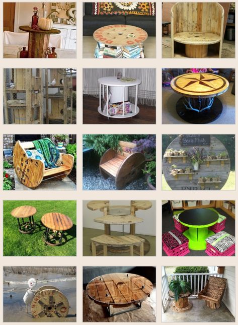 Uses For Wooden Spools, Wire Cable Spool Ideas, Upcycle Wooden Spools Cable Reel, Repurpose Cable Spool, Ideas For Spools Cable Reel, Wooden Wire Reel Ideas, Big Wood Spool Ideas, Repurposed Cable Spools, Wooden Electrical Spools Ideas Diy