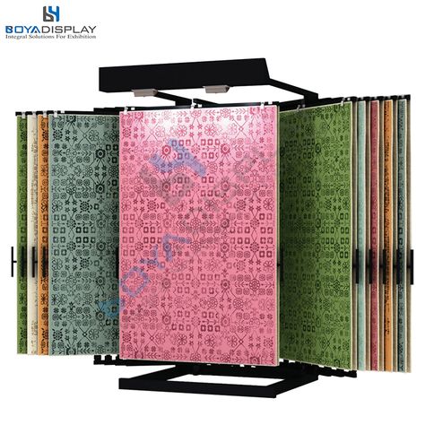 Fabric Sample Display, Sample Display Ideas, Poster Display Rack, Rug Display, Carpet Display, Rug Showroom, Jaipur Rug, Photo Studio Design, Launching Event