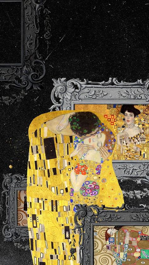 The Kiss iPhone wallpaper, Gustav Klimt's famous artwork. Remixed by rawpixel. | premium image by rawpixel.com / Adjima Gustav Klimt Wallpaper Iphone, Klimt Wallpaper, The Kiss Gustav Klimt, Kiss Art, Famous Artwork, Black Iphone, The Kiss, Gustav Klimt, Wallpapers Vintage