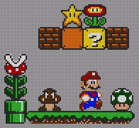 Super Mario Cross Stitch, Super Mario Diy, Super Mario Crochet, Mario Cross Stitch, Mario Diy, Mario Quilt, Crochet Mario, Hama Beads Mario, Mario Crochet