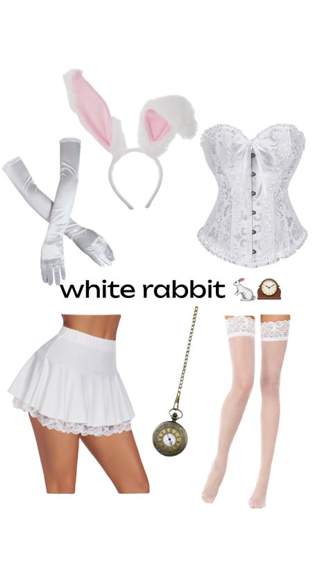 Black And White Bunny Costume, White Bunny Halloween Costumes, Rabbit Costume Women, White Bunny Costume, White Rabbit Costume, White Rabbit Costumes, Rabbit Halloween, Bunny Halloween Costume, Classy Halloween Costumes