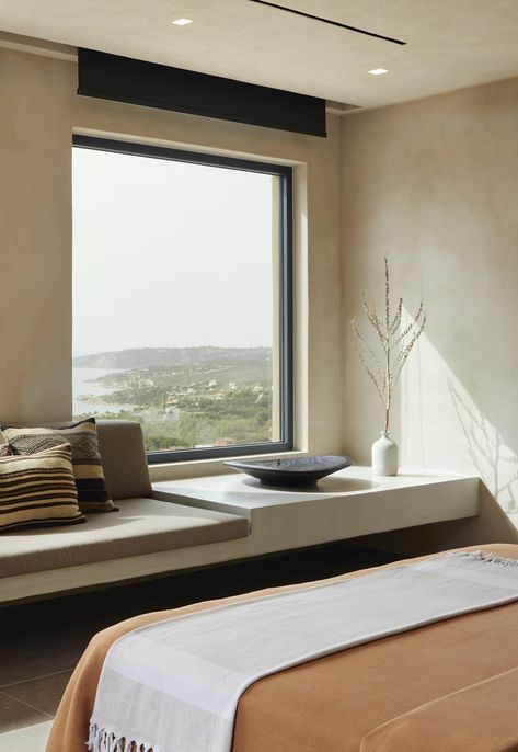 GAIA – L Architects Window Benches, Olive Trees, Bedroom Windows, Window Seat, Bay Window, Hotels Room, Interior Spaces, Renting A House, Home Deco