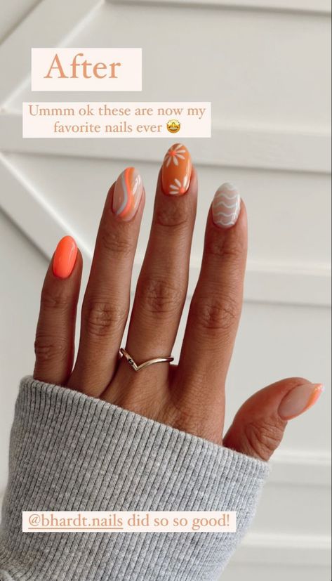 Nails That Will Match Everything, Summer Nail Art Ideas 2024, Nails To Match Orange Dress, Simple Short Nail Designs Summer 2024, Desert Inspired Nails, Fun Neutral Summer Nails, August Nail Inspo 2024, Cute Classic Nails, Neutral Trendy Nails 2024