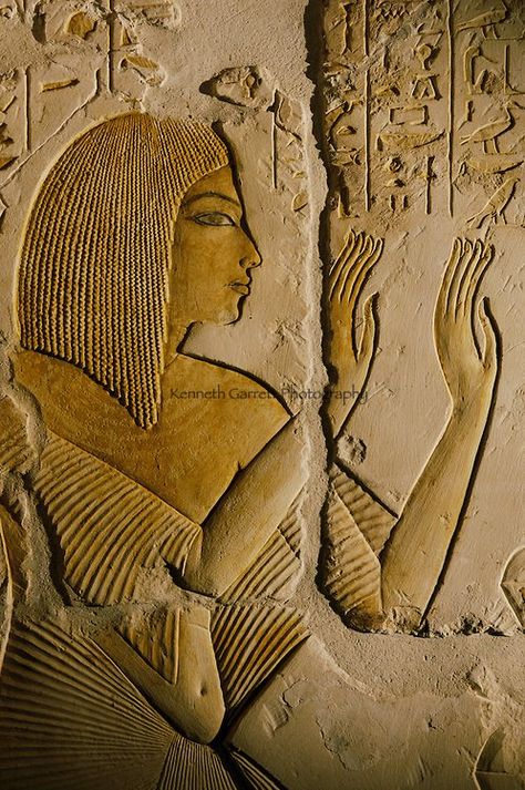 Tomb of Maia; Egypt; Archaeology;New Kingdom; Saqqara, Amarna period, art A painting of Maia, the wet-nurse of ancient Egyptian king Tutankhamun, is seen on a pillar inside her tomb located in Saqqara of Giza province, 30 kilometers south of Cairo, Egypt, Starověký Egypt, Kemet Egypt, Egypt Museum, Wall Carvings, Egyptian Artifacts, Ancient Egypt Art, Old Egypt, Egypt History, Egypt Art