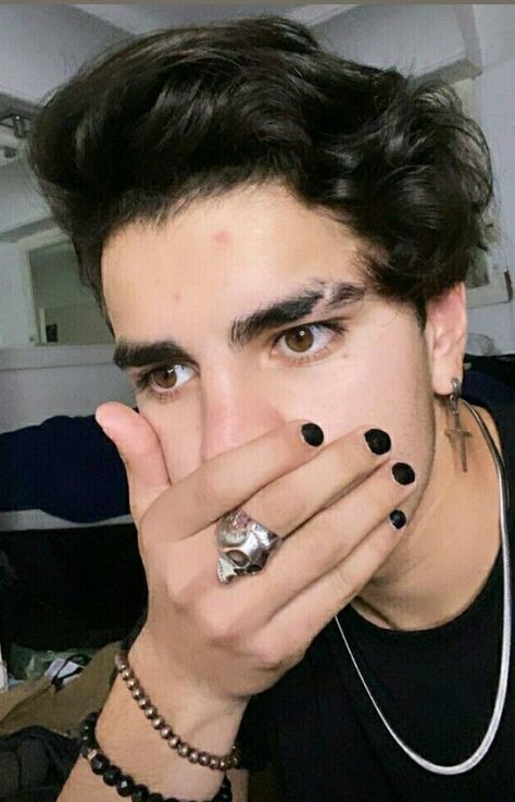 Guys With Black Nail Polish, Men With Black Nail Polish, Man With Painted Nails, Guys With Painted Nails Aesthetic, Black Nails Men Aesthetic, Guys With Nail Polish, Nail Polish On Men, Men With Nail Polish, Guys Nails Painted