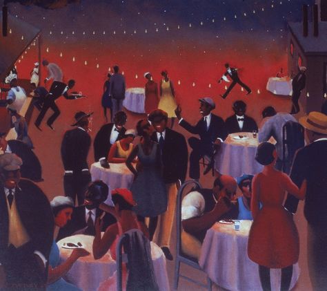 Oil painting by John Archibald Motley Jr. Download from ARTstor Archibald Motley, Jazz Digital Art, Archibald John Motley Jr, Jazz Band Painting, Jazz Painting, Gemini Season, Cotton Club, Black Art Painting, Black Art