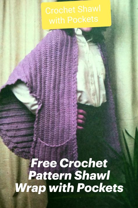 Free Crochet Patterns Easy Women’s Retro Crochet Wrap Shawl with Pockets Pattern #crochet Wheelchair Shawls Wrap Pattern, Crochet Wheelchair, Crochet Pattern Shawl Wrap, Amanda Crochets, Shawl With Pockets, Crochet Shawl Wrap, Crochet Patterns Easy, Retro Crochet, Easy Crochet Patterns Free