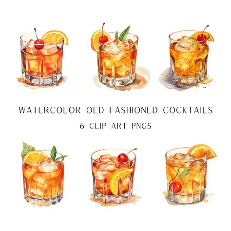 old fashioned illustration - Google Search Old Fashioned Cocktail Illustration, Old Fashioned Watercolor, Old Fashioned Illustration, Old Fashioned Cocktail Drawing, Cocktail Art Illustration, Cocktail Watercolor, Cocktails Drawing, Whiskey Art, Cocktails Clipart