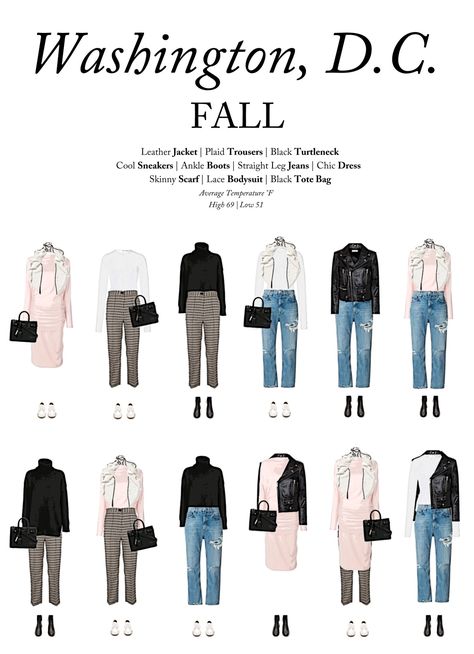 This fall capsule travel wardrobe was created for a visit to Washington, DC this fall. It highlights what to pack and what to wear in Washington, DC this fall. Chic and with only 10 items, we love this fall packing list for Washington, DC. #fashion #Washington #DC #fall #packinglist #capsulewardrobe #fallwardrobe #autumnstyle What To Wear To Washington Dc In Winter, Casual Dc Outfit, Dc Winter Outfits Washington Dc, Fall Washington Dc Outfit, Washington Dc Packing List Fall, Outfits For Dc Trip Washington Dc, Washington Dc Outfit Fall Tourist, Washington Dc Fashion Fall, Outfits For Dc Trip Washington Dc Spring