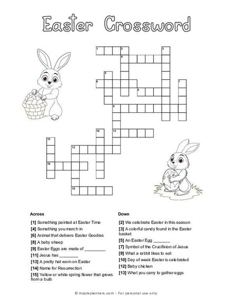 Easter Crossword Puzzle Free Printable, Easter Activities Printables, Easter Puzzles Printable, Crossword Puzzles For Kids, Easter Crossword, Spring Doodles, Christmas Crossword Puzzles, Homeschool Themes, Fun Easter Activities