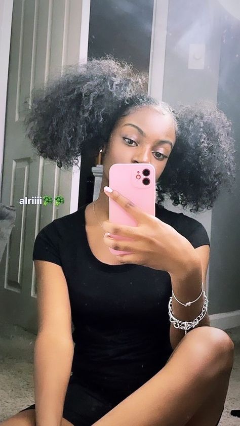 2 Ponytails Natural Hair, High Ponytail Hairstyles For Black Women Natural Hair, Two Ponytails Natural Hair, Easy Hairstyles Ponytail, Cute Natural Hairstyles, Natural Hair Bun Styles, Mirror Flicks, Quick Natural Hair Styles, Curls Hairstyles