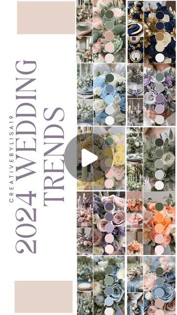 Creativebylisa19 on Instagram: "2024 Wedding color palette   Which palette is your favorite ??  #2024coloroftheyear #weddingtrends #weddingcolors #2024trends #eventdecor #eventdesign #2024wedding #2024brides #bridaltheme #bridegoals #weddinggoals #weddinginspiration #inspostyle #inspowedding  Pic credits to franciscabrides" Wedding Motif 2024, Wedding Motif, Wedding Motifs, Bridal Theme, Wedding Color Trends, Ballerina Party, 2024 Wedding, Wedding Color Palette, Wedding Goals