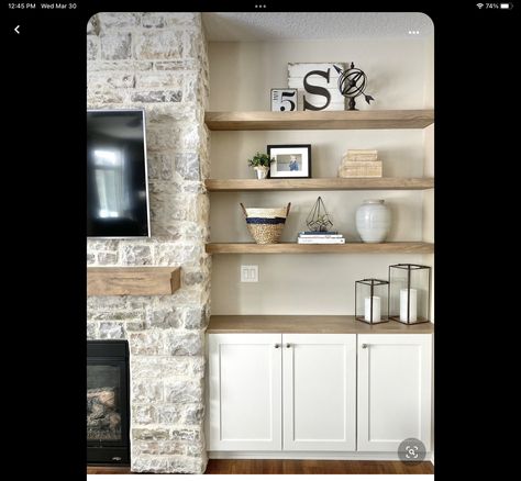 Built In Shelves Stone Fireplace, Arch Built In Shelves Fireplace, Built In Entertainment Center Fireplace Shiplap, Knotty Alder Fireplace Built Ins, Room Bookshelf, Bellaby 4-piece Entertainment Center With Fireplace, Bookshelves In Living Room, Fireplace Built Ins, Built Ins