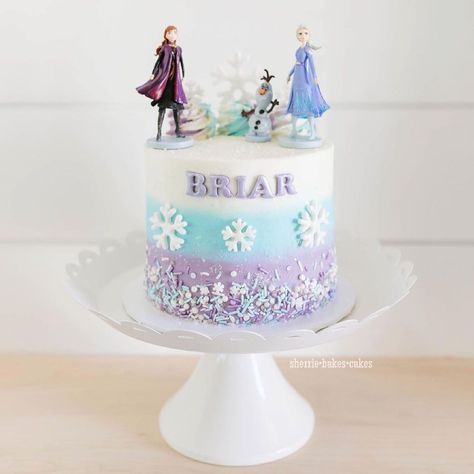 NY CAKE on Instagram: “Frozen Themed Birthday Cake by @sherrie.bakes.cakes • Frozen themed cake for Little Miss Briar as she celebrates turning 2! 💜❄️💙☃️. . This…” Ice Cream Cake Frozen Theme, Frozen Tiered Birthday Cake, Frozen Cake Ideas One Layer, Frozen Summer Birthday Cake, Frozen Ombre Cake, Frozen Buttercream Cake Ideas, Frozen 2nd Birthday Cake, Purple Frozen Birthday Cake, Frozen Cake Designs For Girl