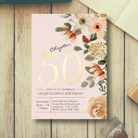 Gold Foil Invitation, Colorful Invitations, Birthday Vintage, 30th Birthday Invitations, 50th Birthday Invitations, 50th Party, Foil Invitations, 30th Birthday Gifts, 50th Birthday Party