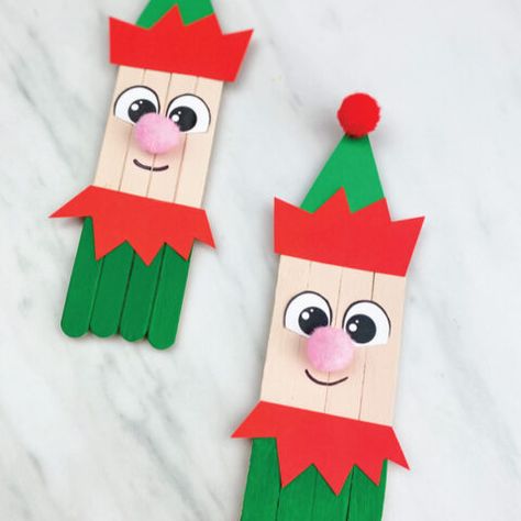 Elf Popsicle Stick Craft, Popsicle Stick Elf, Popsicle Craft, Craft Stick Projects, Popsicle Stick Craft, Elf Crafts, Paper Bag Crafts, Advent Christmas, Fun Christmas Activities