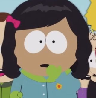 Maria Sanchez South Park, South Park Sheila, Sheila South Park, Principal Victoria South Park, Shelley Marsh South Park, Black Wavy Hair, Green Gloves, South Park Characters, Green Coat