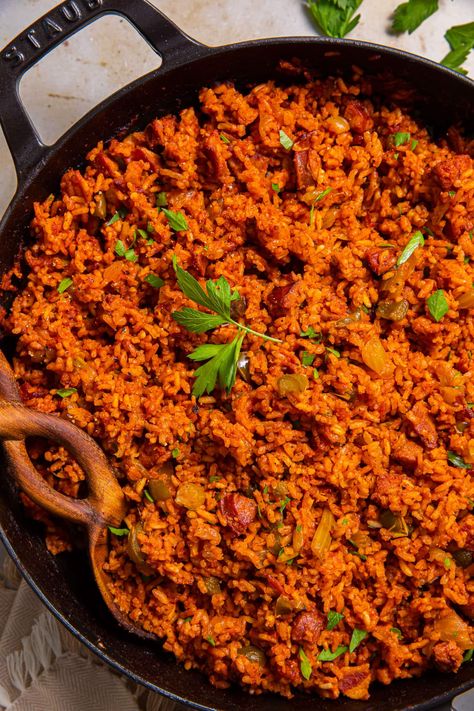 Baked Gullah Red Rice - Butter Be Ready Oven Baked Rice, Red Rice Recipe, Rice Dish, Red Rice, How To Make Sausage, Smoked Sausage, African Food, Rice Dishes, Southern Recipes