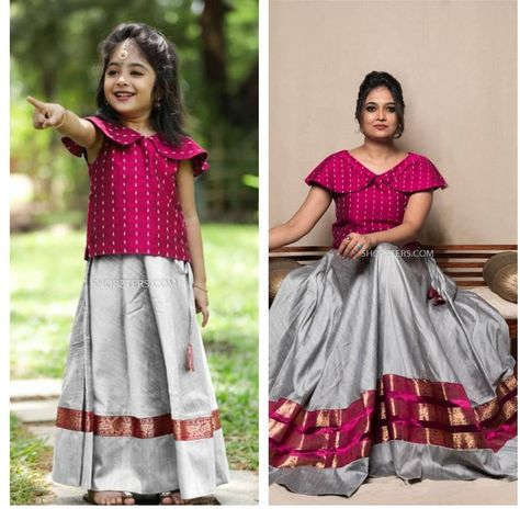 Long Frocks For Kids, Langa Blouse, Indian Dresses For Kids, Frocks For Kids, Pattu Pavadai, Kids Dress Collection, Kids Blouse Designs, Traditional Blouse Designs, Kids Blouse