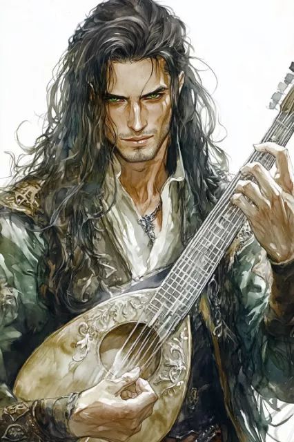 Bard Poses, Bard Hobbit, Deep Green Eyes, Character Showcase, Bard Dnd, Dnd Bard, Caracter Design, Dungeons And Dragons Classes, Fantasy Heroes