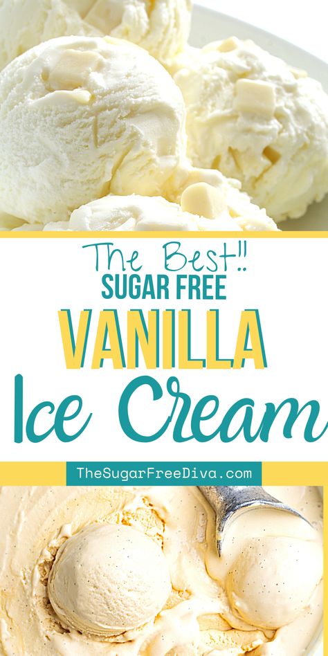 Make this tasty sugar free vanilla ice cream recipe for dessert, snack, or even for a party, barbecue or gathering. Perfect homemade diy idea for summer, holidays, or any time! Keto I E Cream Recipes, Homemade Ice Cream Recipes Healthy, Lowfat Homemade Ice Cream, Keto Ice Cream Recipes Easy Heavy Cream, Splenda Ice Cream Recipes, Homemade Ice Cream Sugarfree, Sugar Free Frozen Desserts, Clean Ice Cream Recipe, Diy Keto Ice Cream