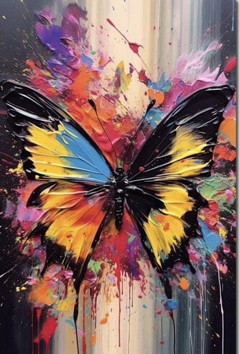 Butterfly Painting On Canvas, Canvas Painting Projects, Goldfish Art, Abstract Animal Art, Butterfly Art Painting, Butterfly Painting, Gcse Art, Butterfly Art, Nature Paintings