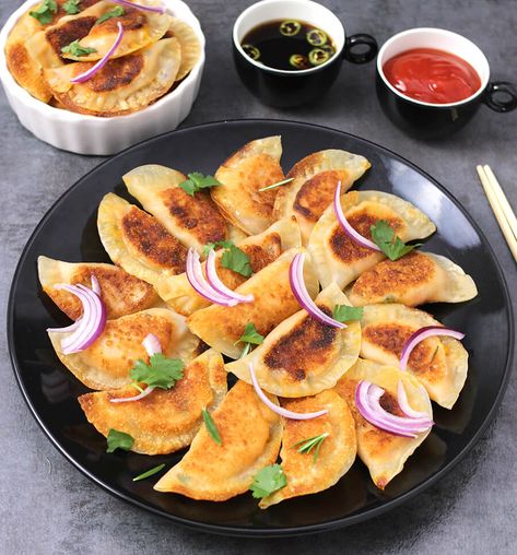 SWEET POTATO DUMPLINGS - Cook with Kushi Sweet Potato Pierogi, Fried Potstickers, Super Bowl Finger Foods, Sweet Potato Dumplings, Dumplings Easy, Alternative Food, Vegetarian Dumpling, Best Thanksgiving Appetizers, Easy Sweet Potato