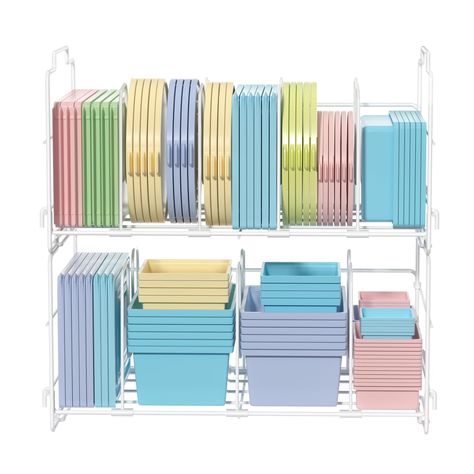 PRICES MAY VARY. STACKABLE DESIGN: Customize your storage with our stackable organizer to add even more space. Stack these for a vertical storage option, great for creating a tidy and clean kitchen. FLEXIBLE STORAGE: Each food container lid organizer includes 4 adjustable dividers, easy to set up and no need any tools, help you configure different spaces to keep food container lids upright and accessible. DURABLE CONSTRUCTION: Unlike other plastics or woods, our food container lid organizer is m Kitchen Organization Tupperware, Tupperware Lid Storage, Lid Storage Kitchen, Plastic Container Organization, Organize Storage Room, Deep Cupboard Organization, Ikea Kitchen Organization Ideas, Tupperware Organization, Organizing Kitchen Cabinets