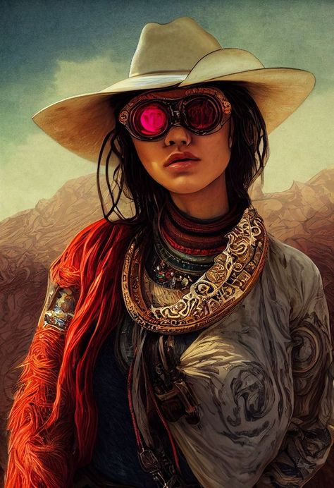 dnd, goggles Cyberpunk Cowgirl, Cowboy Apocalypse, Cyberpunk Cowboy, Cyberpunk Asian, Cosmic Cowboy, Space Pirates, Cowgirl Art, Space Cowboys, Space Pirate