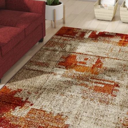 Wade Logan® Alair Abstract Beige Area Rug | Wayfair Dark Blue Rug, Living Room Orange, Abstract Area Rug, Abstract Geometric Pattern, Orange Area Rug, Beige Area Rug, Dark Gray Area Rug, Silver Area Rug, Brown Area Rugs