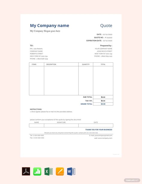 Instantly Download Free Sample Quotation Format in PDF, Microsoft Word (DOC), Microsoft Excel (XLS), Apple Pages, Apple Numbers Format. Available in A4 & US Sizes. Quickly Customize. Easily Editable & Printable. Sales Quotation, Quotation Sample, Invoice Format In Excel, Quotation Template, Memorial Day Quotes, Quotation Format, Invoice Format, Block Quotes, Biodata Format