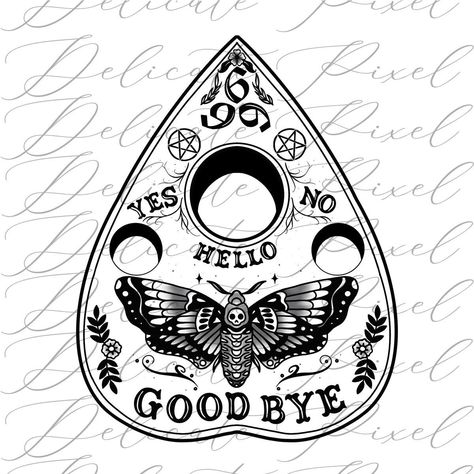 Ouija Board Planchette Tattoo Ticket/Tattoo Pass  Purchasing this will give you a digital copy of an original design drawn by SerenityArtAU  This is an originally designed piece and is for you to use as a tattoo.  You may edit at yours and your chosen tattoo artist's discretion.  Disclaimer: You may not be the only person to purchase this tattoo ticket so it may not be "one of a kind" while it is originally designed by me, I don't have authority once it has been purchased, therefore, I will not Ouija Board Planchette Tattoo, Ticket Tattoo, Chosen Tattoo, Planchette Tattoo, Als Tattoo, Ouija Tattoo, Tattoo Ticket, Ouija Board Planchette, Sagittarius Tattoo