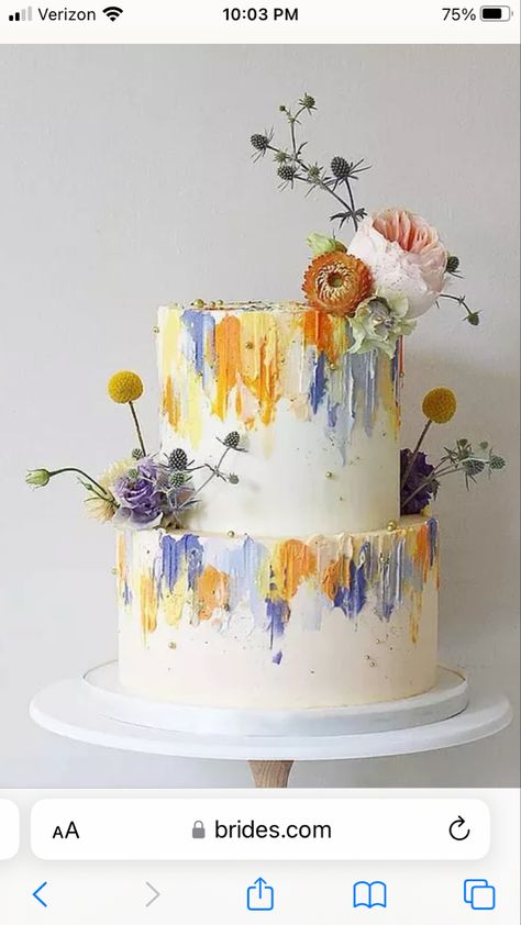 Bright Cakes, Torte Creative, Soul Cake, Painted Wedding Cake, Backyard Weddings, Torte Cupcake, Watercolor Cake, Modern Cakes, Wedding Cake Table