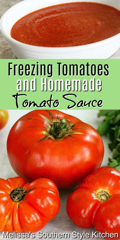 Freezing Tomato Sauce, Fresh Tomato Sauce Homemade, Freezer Tomato Sauce, Freezing Cherry Tomatoes, How To Make Tomato Sauce, Freezing Tomatoes, Homemade Pizzas, Italian Tomato Sauce, Frozen Pasta