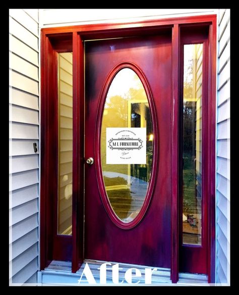 Not Just Another Red Door #UnicornSPiTStain Unicorn Stain, Front Door Transformation, Door Transformation, Unicorn Spit Stain, Louisiana House, Grey Front Door, Restoring Furniture, Craft Tables, Grey Front Doors