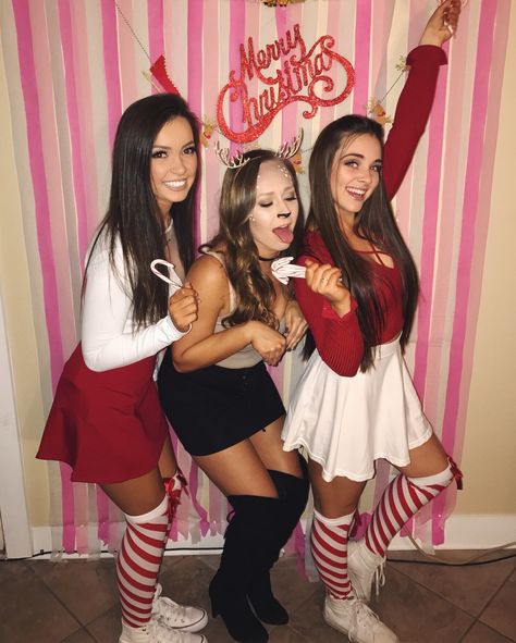 Christmas mixer outfit #candycane #christmas #college College Christmas Party, Fun Centerpieces, Vsco Christmas, Theme Costumes, 22nd Bday, College Costumes, Holiday Party Outfit Christmas, College Outfits Party, Holiday Party Hair