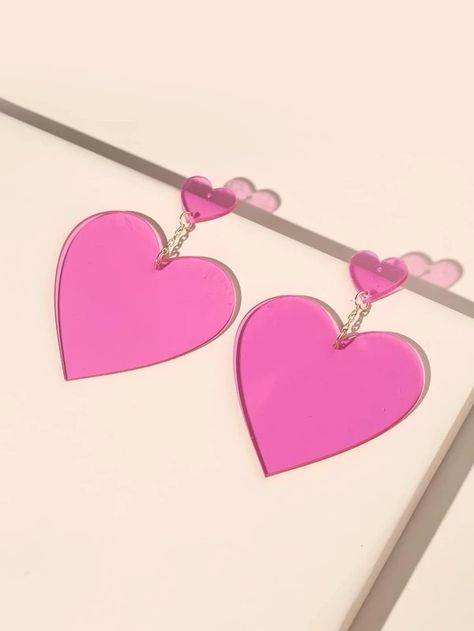 1pair Heart Drop Earrings for Sale Australia| New Collection Online| SHEIN Australia Pink Heart Earrings, Heart Drop Earrings, Pink Collars, Girly Jewelry, Online Earrings, Dream Jewelry, Cute Earrings, First Order, Jewelry Party