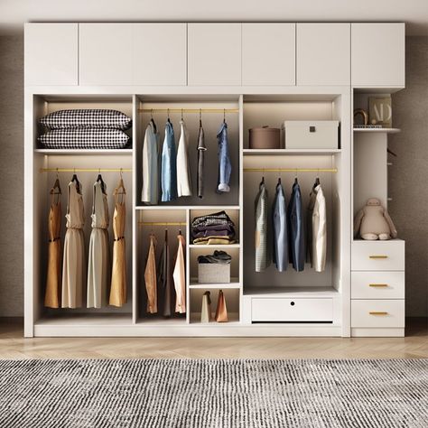 What is Included Color: Beige Style: Modern Product Type: Wardrobe Armoire Size: 47"L x 24"W x 79"H 55"L x 24"W x 79"H 63"L x 24"W x 79"H 71"L x 24"W x 79"H 79"L x 24"W x 79"H Height: 70" - 79" >80" Material: Wood Wood Type: Manufactured Wood Wood Tone: White Wood Purposeful Distressing Type: No Distressing Design: Armoires & Wardrobes Armories & Top Cabinet Armoires & Sideboard Weights & Dimensions Overall Length - Side to Side: 47" (120 cm) 55" (140 cm) 63" (160 cm) 71" (180 Closet Design Plans, Fitted Wardrobes Bedroom, Walk In Closet Design, Wood Wardrobe, Wardrobe Cabinet, Armoires & Wardrobes, Interior Design Sketches, Wardrobe Design Bedroom, Wardrobe Cabinets