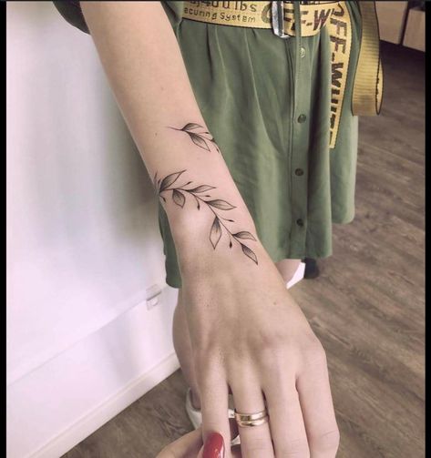 Leave Wrist Tattoo, Leaves On Wrist Tattoo, Wrapped Leaves Tattoo, Shaded Leaves Tattoo, Leaves Arm Tattoos For Women, Hand Tattoos For Women Leaves, Wrist Leaves Tattoo, Leaves Wrapped Around Wrist Tattoo, Hand Leaves Tattoo