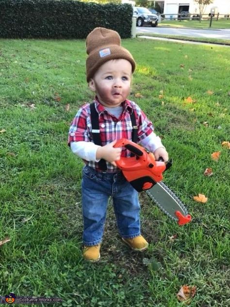 Baby Lumberjack Costume, 6 Month Old Halloween Costume, Halloween Costume Toddler Boy, Baby Scarecrow Costume, Lumberjack Halloween, Carhart Hat, Baby Lumberjack, Lumberjack Costume, Costumes For Babies